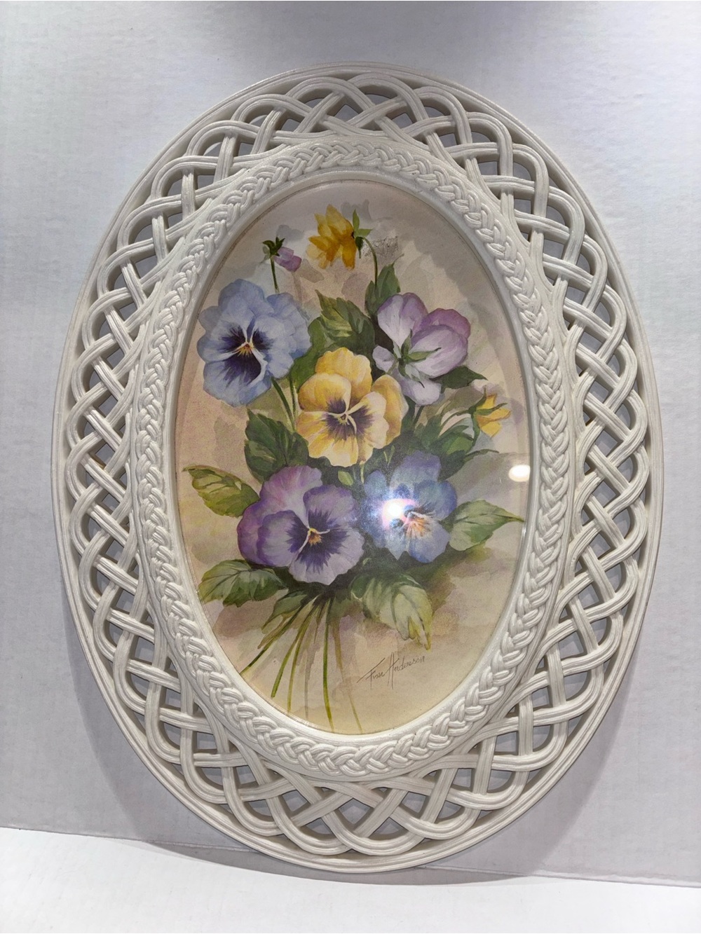Homco vintage plastic whisker framed picture